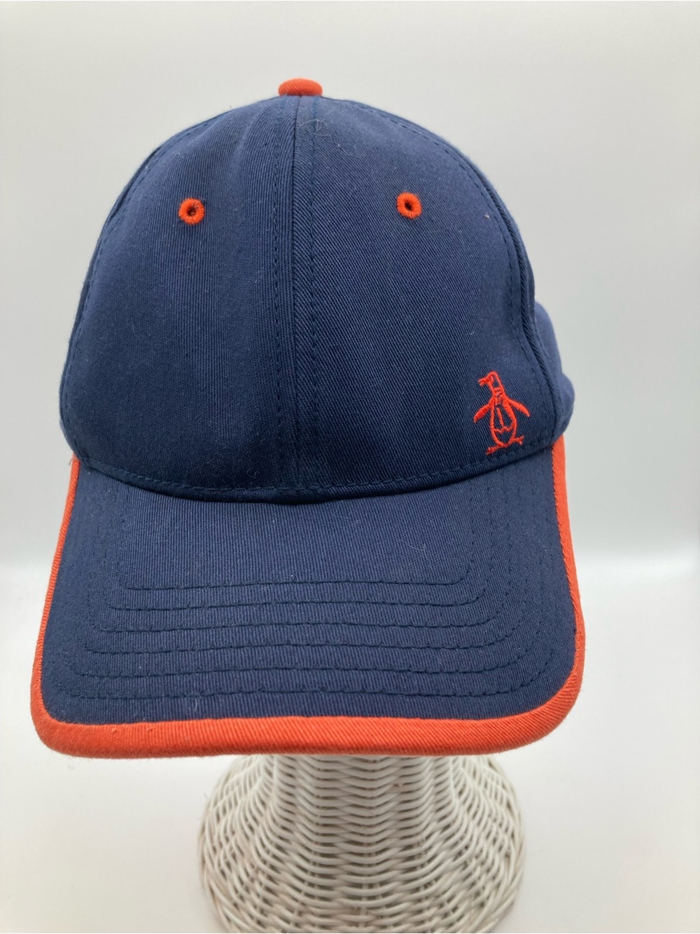 Original Penguin SnapBack Hat Cap Penguin Logo Navy Blue Orange Embroidered